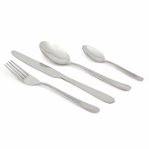 Home Basics 16 Piece Hammered Finish Stainless Steel Flatware Set, Silver $8.00 EACH, CASE PACK OF 12