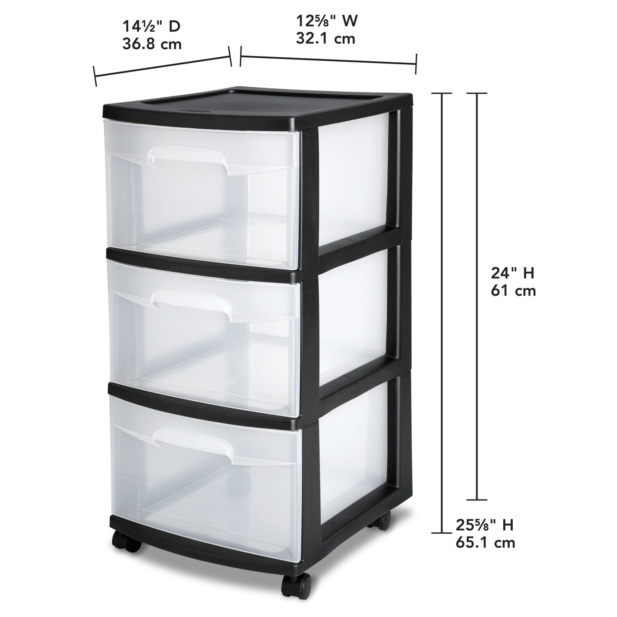 Sterilite 3 Drawer Cart, Black $35.00 EACH, CASE PACK OF 2