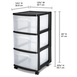 Load image into Gallery viewer, Sterilite 3 Drawer Cart, Black $35.00 EACH, CASE PACK OF 2
