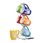 Load image into Gallery viewer, Home Basics 6 Piece Floral Mug Set With Stand, Multi-Color $10.00 EACH, CASE PACK OF 6
