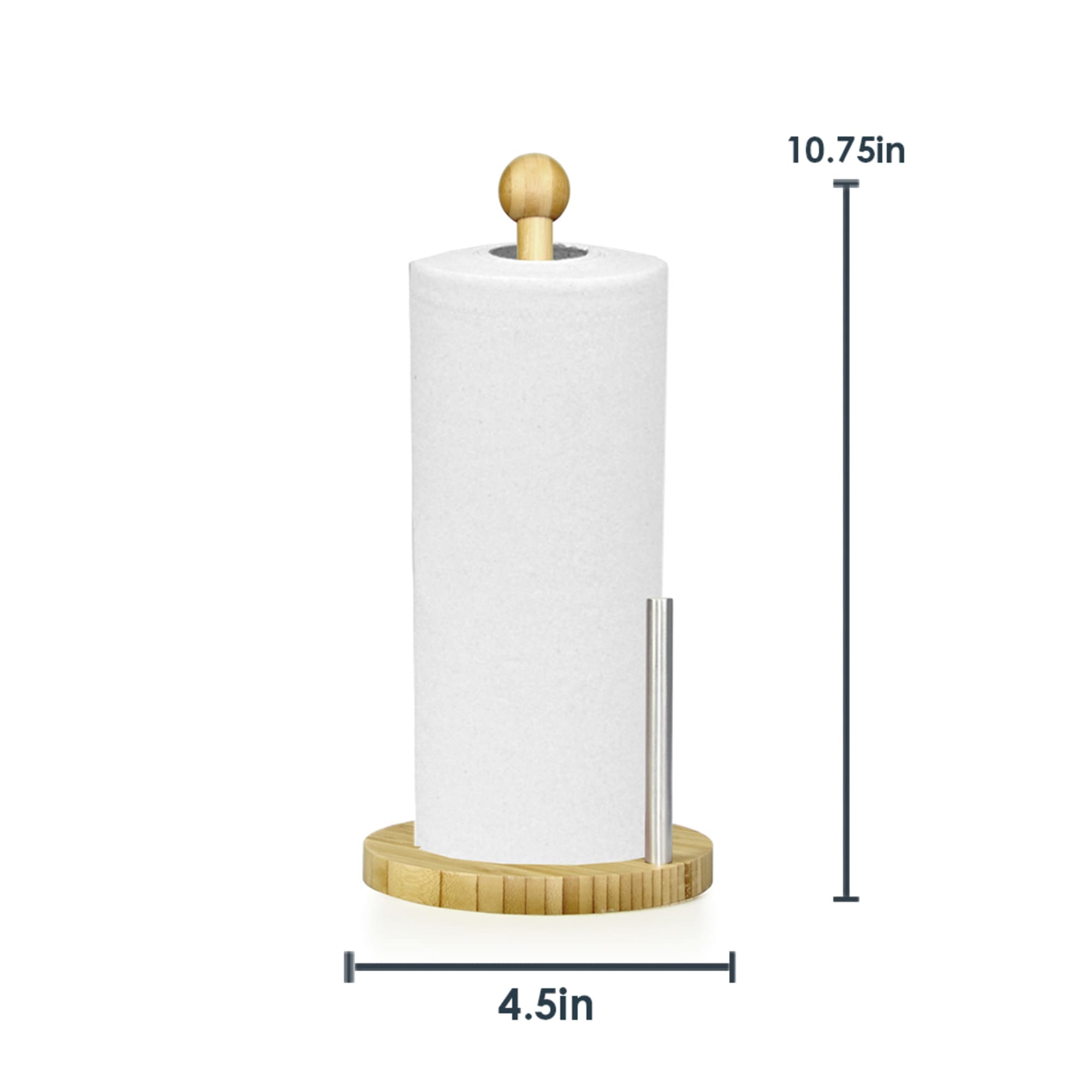 Home Basics Bamboo Paper Towel Holder with Steel Dispensing Side Bar $6.00 EACH, CASE PACK OF 12