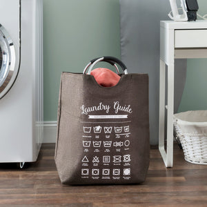 Home Basics Laundry Guide Canvas Hamper Tote with Soft Grip Handles, Brown $12.00 EACH, CASE PACK OF 6