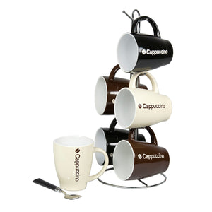 Home Basics Cappuccino 6 Piece Mug Set with Stand $10.00 EACH, CASE PACK OF 6