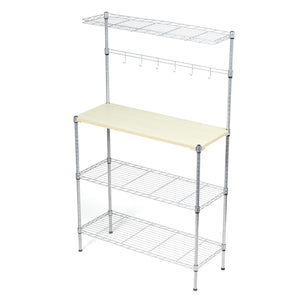 Home Basics 4 Tier Microwave Stand with Wood Tabletop, Chrome $65.00 EACH, CASE PACK OF 1