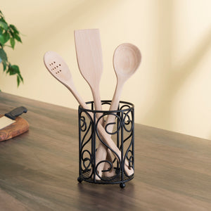 Home Basics Scroll Collection Steel Cutlery Holder with Mesh Bottom and Non-Skid Feet, Black $5.00 EACH, CASE PACK OF 12