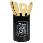 Load image into Gallery viewer, Home Basics Home is Where the Heart is Ceramic Utensil Crock, Black $6.00 EACH, CASE PACK OF 6
