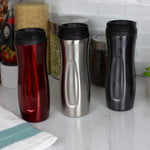 Load image into Gallery viewer, Home Basics 15 oz. Contoured Double Insulated Stainless Steel Travel Mug - Assorted Colors
