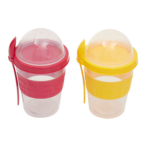 Home Basics Plastic To Go Cup with Spoon - Assorted Colors