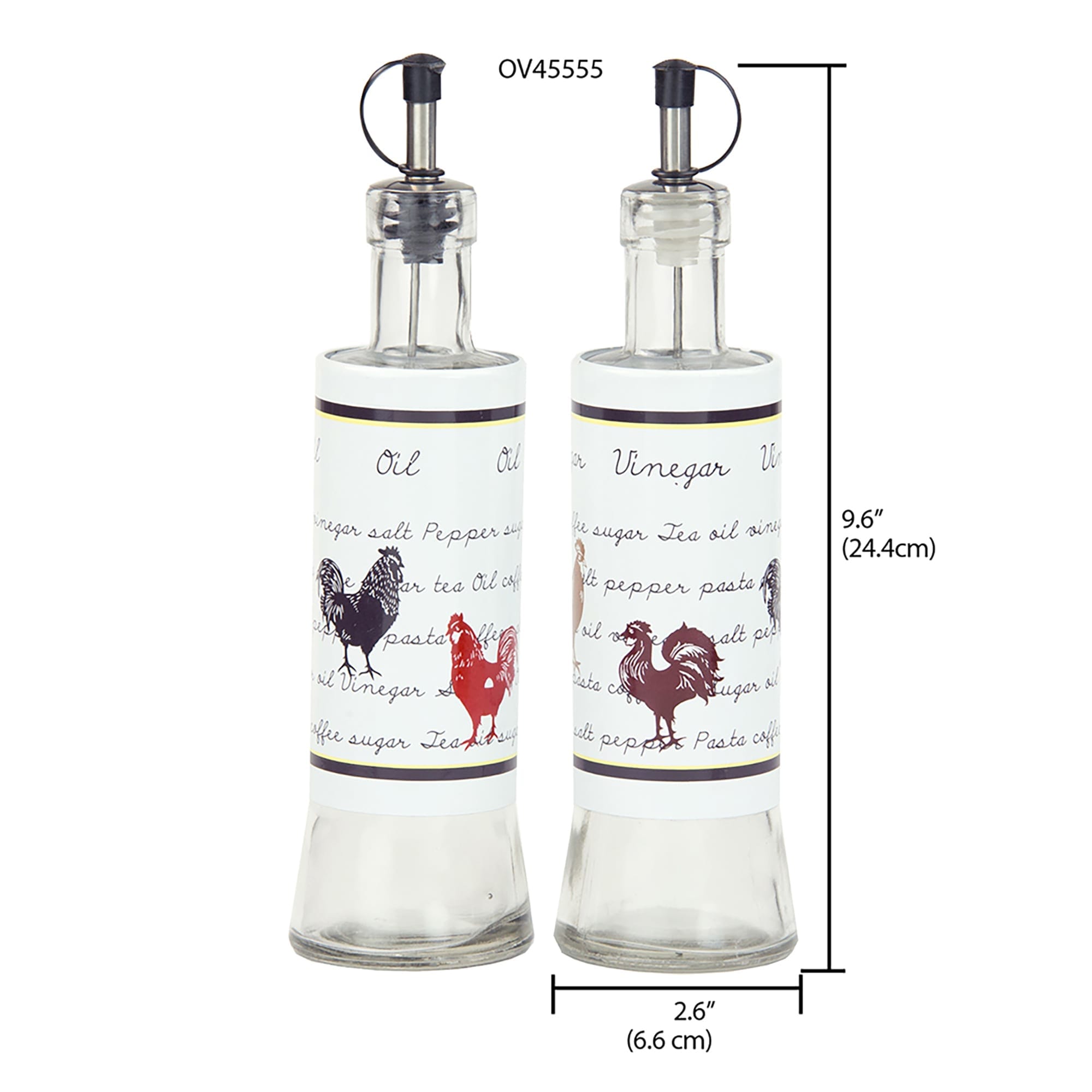 Home Basics Country Rooster 2 Piece Stainless Steel Oil and Vinegar Set, White $5 EACH, CASE PACK OF 12