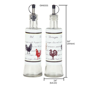 Home Basics Country Rooster 2 Piece Stainless Steel Oil and Vinegar Set, White $5 EACH, CASE PACK OF 12