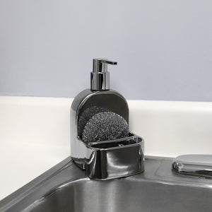 Home Basics 8oz. Ceramic Soap Dispenser with Dual Compartment Sponge Holder - Assorted Colors