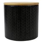 Load image into Gallery viewer, Home Basics Wave Small Ceramic Canister, Black $5.00 EACH, CASE PACK OF 12
