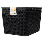 Load image into Gallery viewer, Home Basics Chevron 14&quot; x 11.75&quot; x 8.75&quot; Multi-Purpose Stackable Plastic Storage Basket, (Pack of 2) - Assorted Colors
