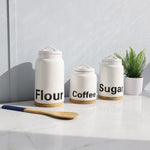 Load image into Gallery viewer, Home Basics 3-Piece Printed Ceramic Canister Set with Bamboo Accents, White $20.00 EACH, CASE PACK OF 2
