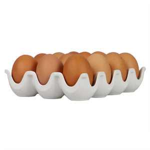 Home Basics 12 Compartment Ceramic Egg Tray, White $5.00 EACH, CASE PACK OF 12