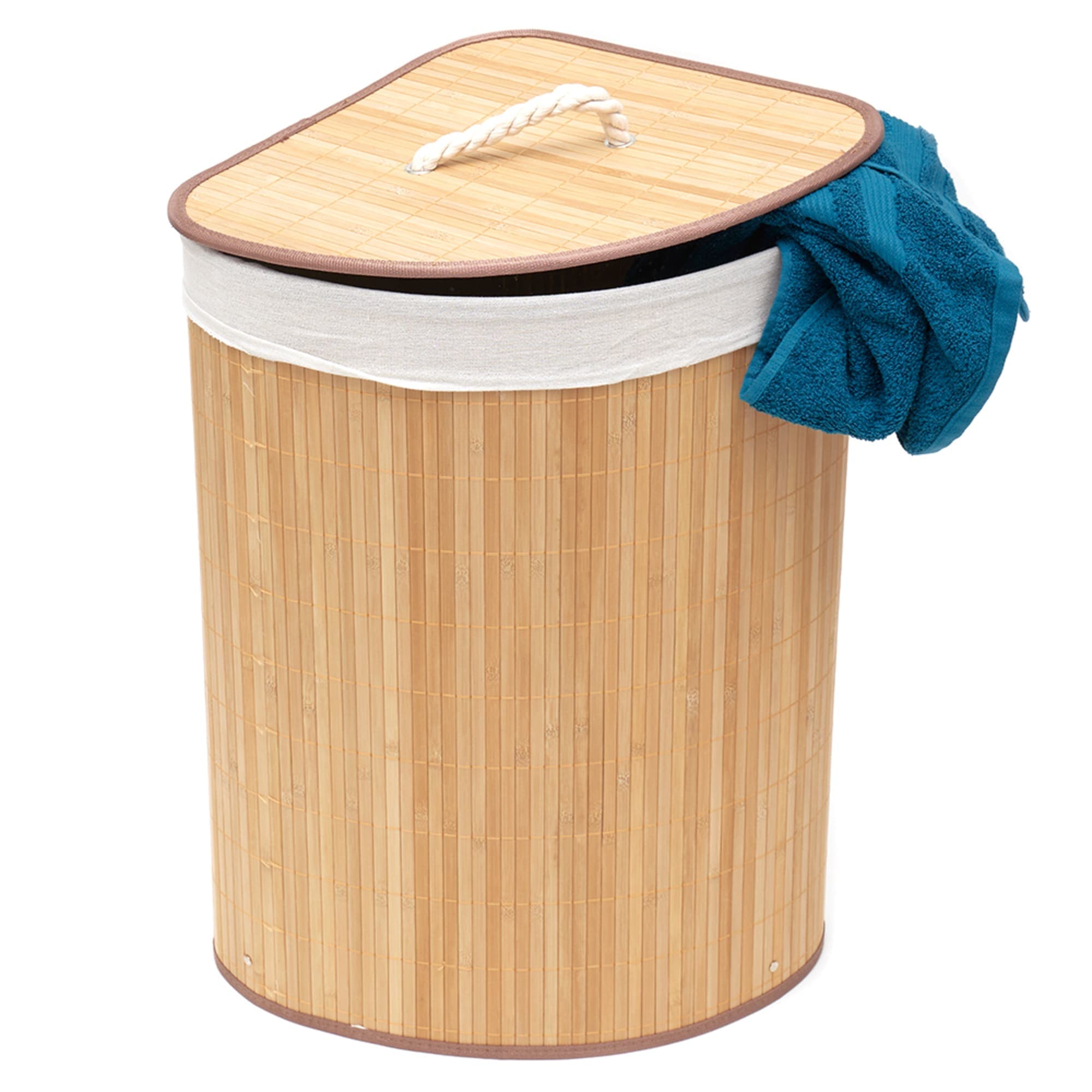 Home Basics Folding Corner Bamboo Hamper with Liner, Natural $15 EACH, CASE PACK OF 6