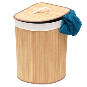 Home Basics Folding Corner Bamboo Hamper with Liner, Natural $15 EACH, CASE PACK OF 6