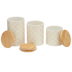 Load image into Gallery viewer, Home Basics Vescia 3 Piece Ceramic Canister Set with Bamboo Top, White
 $20.00 EACH, CASE PACK OF 3
