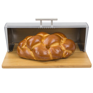 Home Basics Bread Box with Wood Base, Metal Back and Plastic Lid, Natural $30.00 EACH, CASE PACK OF 4
