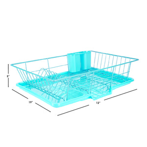 Home Basics 3 Piece Dish Drainer, Turquoise $10.00 EACH, CASE PACK OF 6