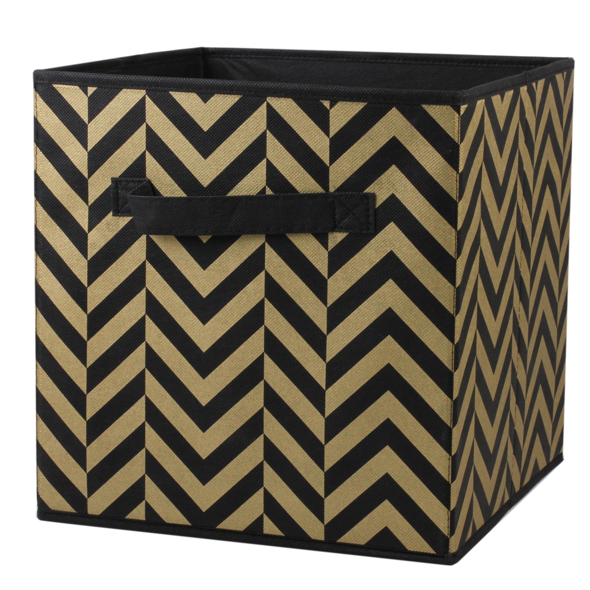 Home Basics Storage Bin, Metallic Gold/Black - Assorted Colors