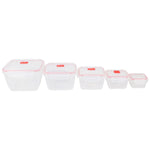 Load image into Gallery viewer, Home Basics 10 Piece Locking Square Plastic Food Storage Containers with Ventilated Snap-On Lids, Red $8.00 EACH, CASE PACK OF 12
