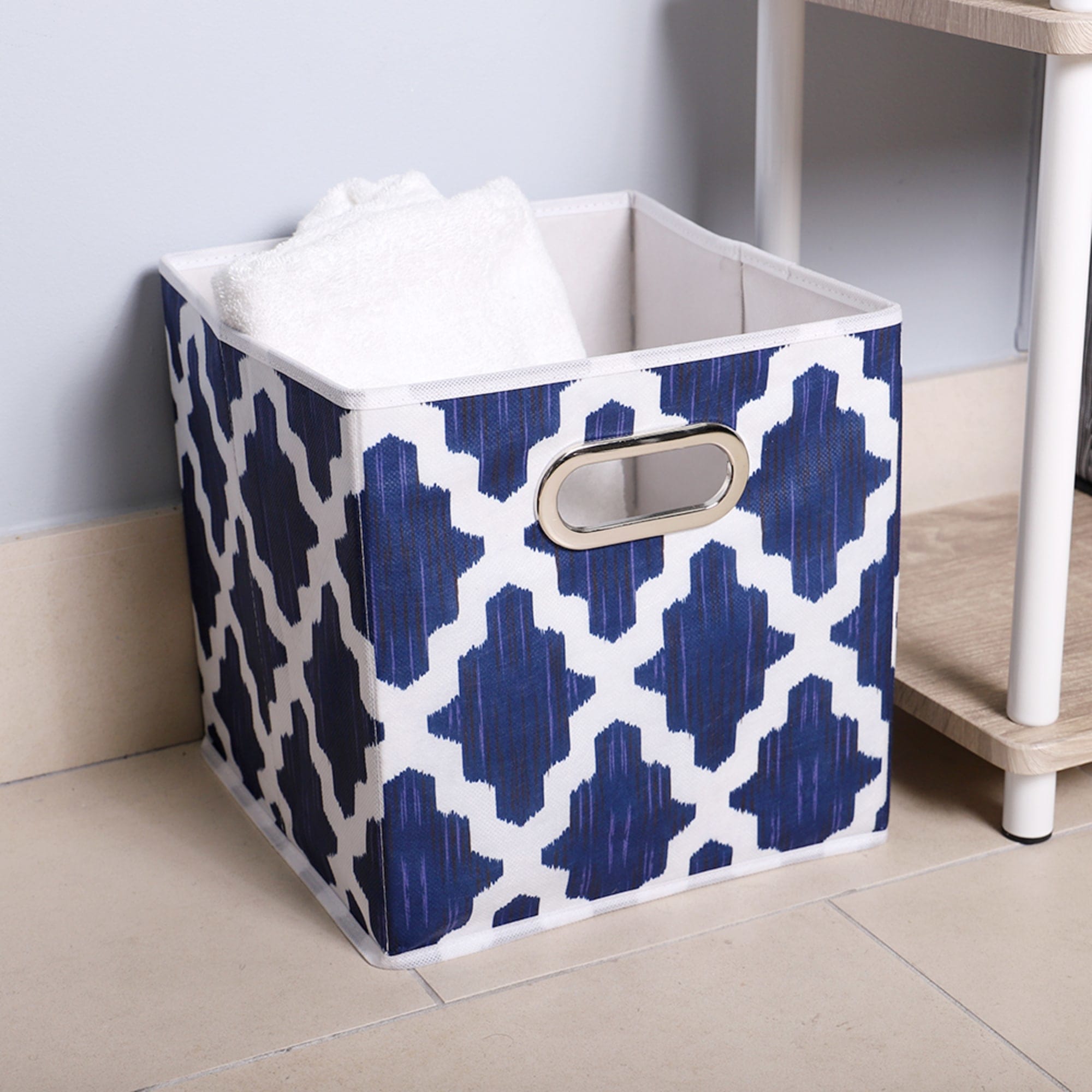 Home Basics Lattice Collapsible Non-Woven Storage Bin with Grommet Handle, Navy $5.00 EACH, CASE PACK OF 12