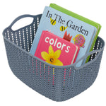 Load image into Gallery viewer, Home Basics 6L Crochet-Designed Plastic Basket, Blue $3.00 EACH, CASE PACK OF 24
