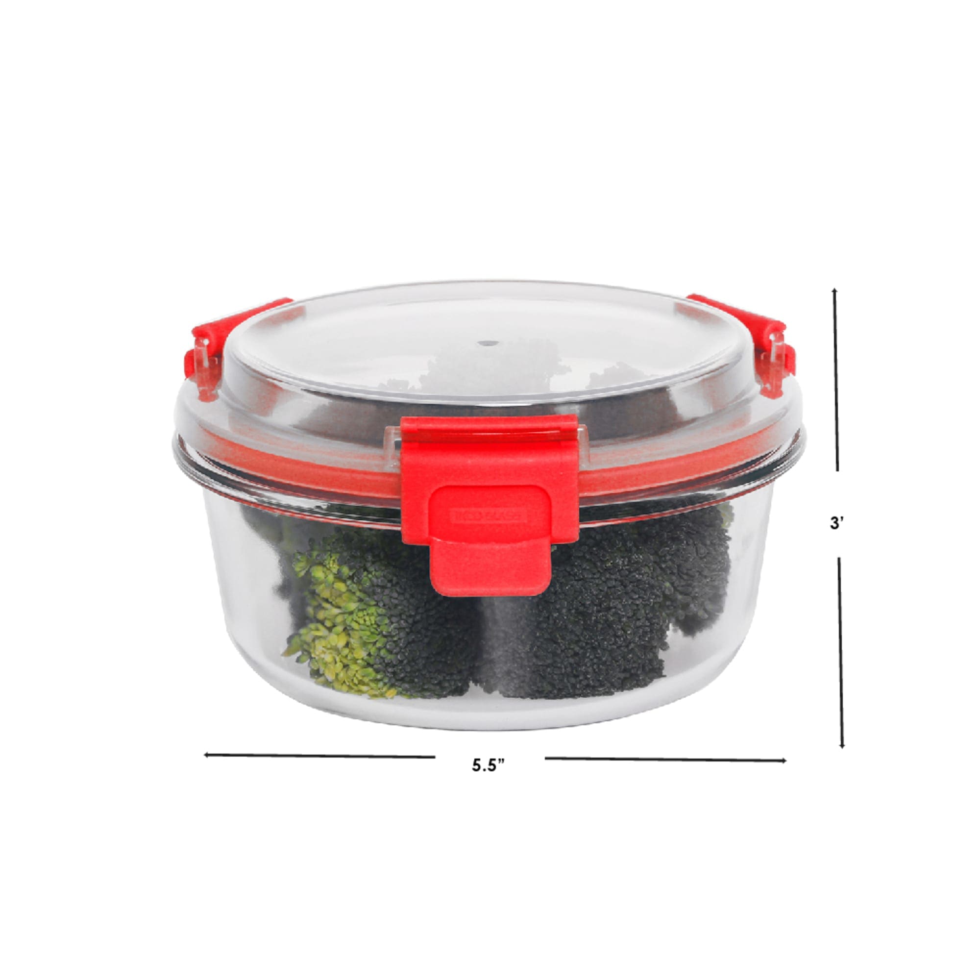 Home Basics 13oz. Round Borosilicate Glass Food Storage Container, Red $4.00 EACH, CASE PACK OF 12