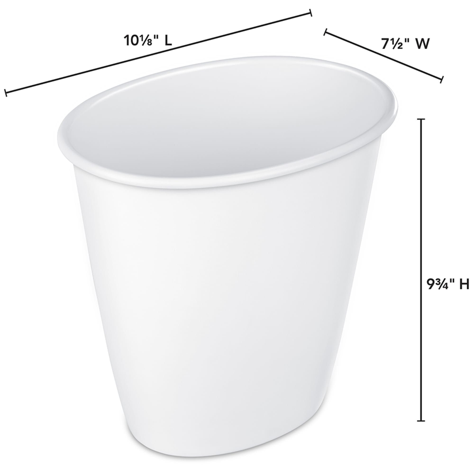 Sterilite 1.5 Gallon Oval Vanity Wastebasket, White $2.00 EACH, CASE PACK OF 12