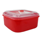 Load image into Gallery viewer, Home Basics Microwave Safe Plastic Square Food Storage Containers, (Pack of 3), Red $4 EACH, CASE PACK OF 12
