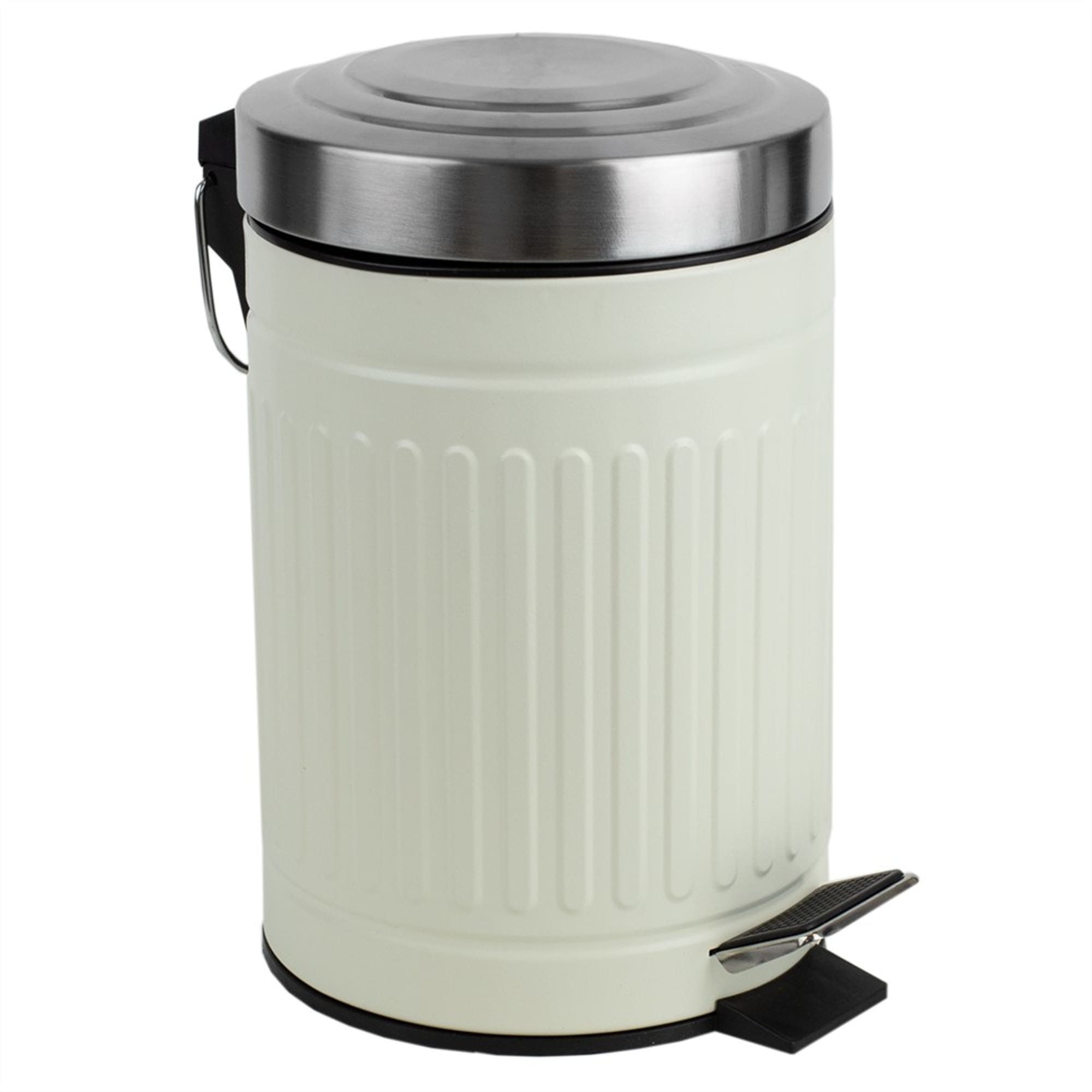 Home Basics 3 LT Embossed Ivory Step on Steel Waste Bin with Carrying Handle $8 EACH, CASE PACK OF 6