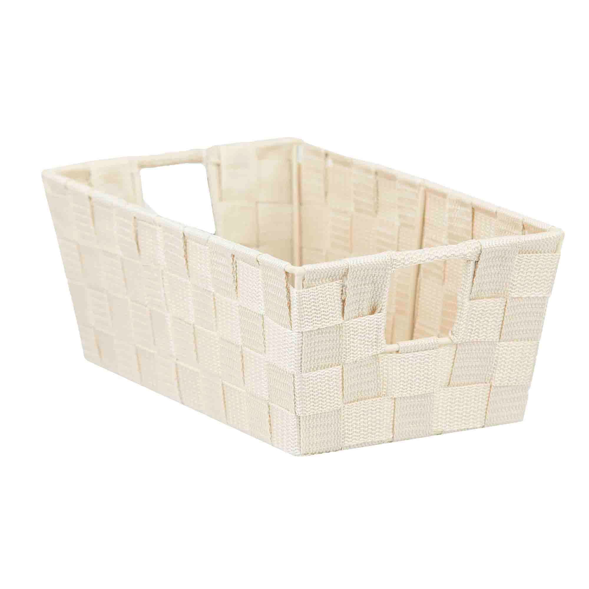 Home Basics Polyester Woven Strap Open Bin, Ivory $3.00 EACH, CASE PACK OF 6