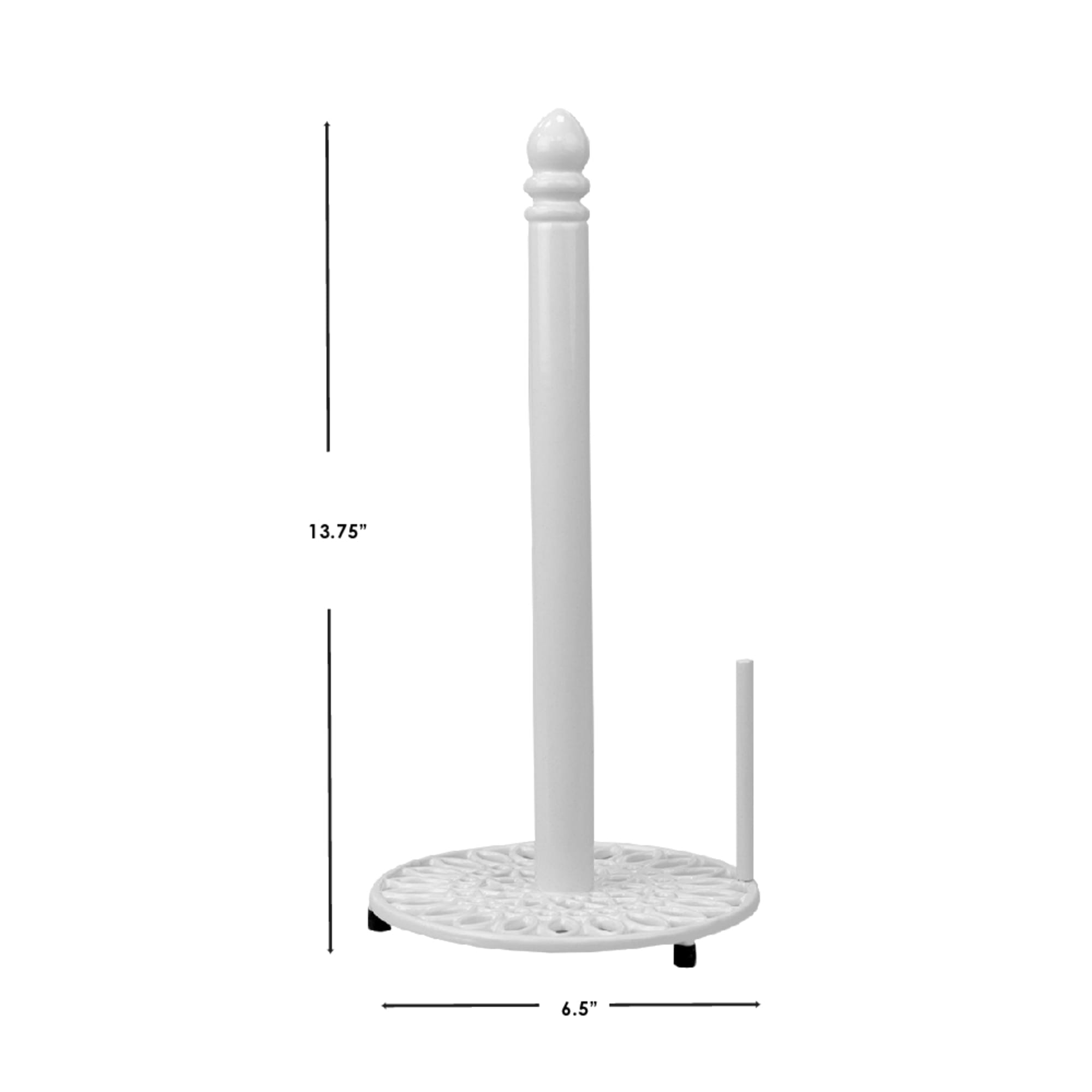 Home Basics Sunflower Heavy Weight Cast Iron Free Standing Paper Towel Holder with Dispensing Side Bar, White $8.00 EACH, CASE PACK OF 3