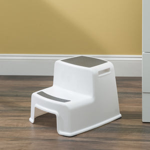 Home Basics Extra Boost 2 Tier Non-Slip Rubber Tread Plastic Step Stool, White $10.00 EACH, CASE PACK OF 12