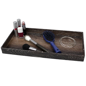 Home Basics Antique Wood Look Farmhouse Rustic Vintage Plastic Nesting Decorative Vanity Tray, Dark Walnut $5.00 EACH, CASE PACK OF 8