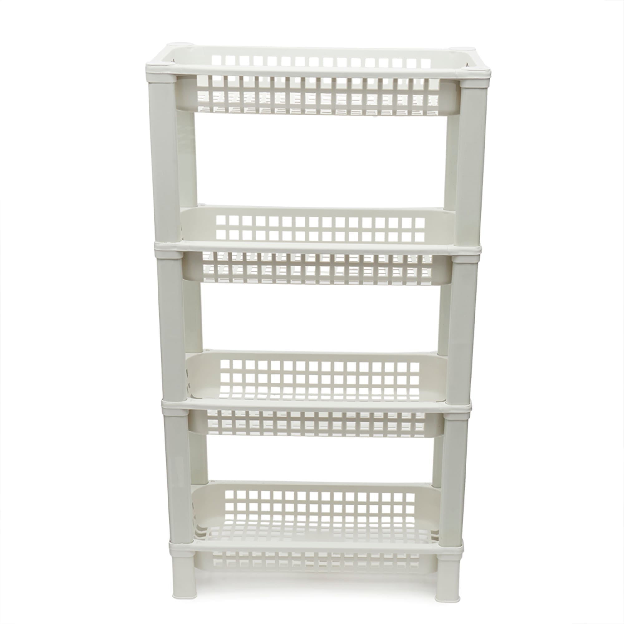 Home Basics 4-Tier Plastic Standing Baskets, White  $8.00 EACH, CASE PACK OF 10