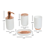Load image into Gallery viewer, Home Basics 4 Piece Ceramic Bath Accessory Set with Rose Gold Accents, White $15.00 EACH, CASE PACK OF 12
