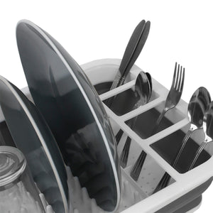 Home Basics Collapsible Silicone and Plastic Dish Rack, White/Grey $5.00 EACH, CASE PACK OF 12