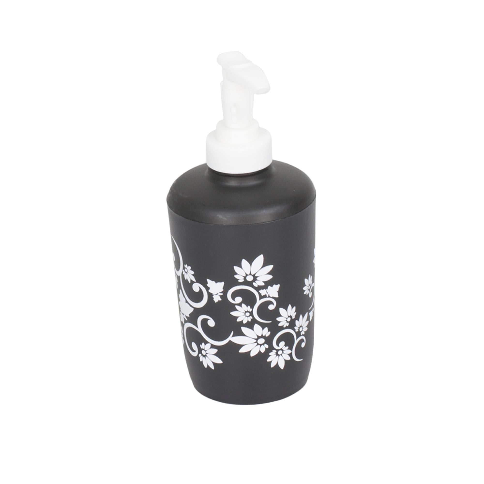 Home Basics Floral Printed 7 Piece Plastic Bath Accessory Set, Black $10.00 EACH, CASE PACK OF 6