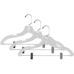 Load image into Gallery viewer, Home Basics Graceful Curve Crystal Plastic Hanger with Metal Pants Clip, (Pack of 3), Clear $3.00 EACH, CASE PACK OF 24
