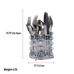 Load image into Gallery viewer, Home Basics 20 Piece Stainless Steel Flatware Set with Plastic Handles and Metal Caddy, Clear $10.00 EACH, CASE PACK OF 12
