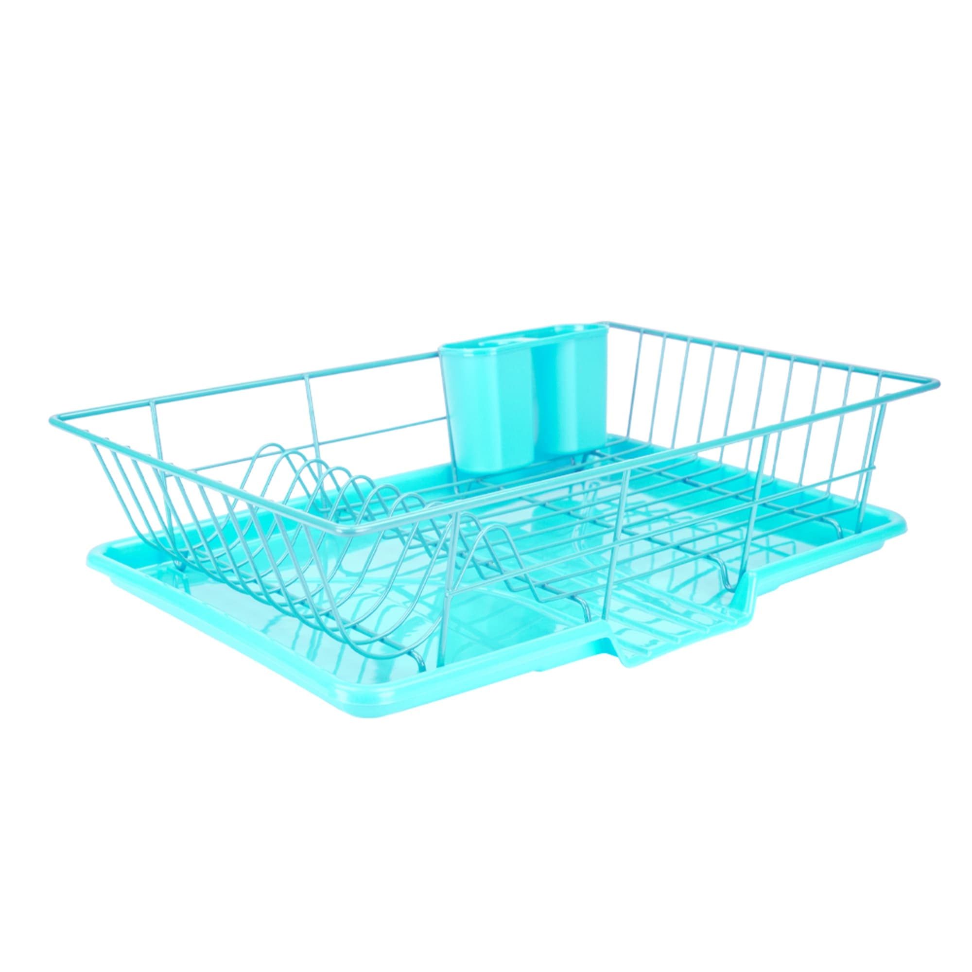 Home Basics 3 Piece Dish Drainer, Turquoise $10.00 EACH, CASE PACK OF 6