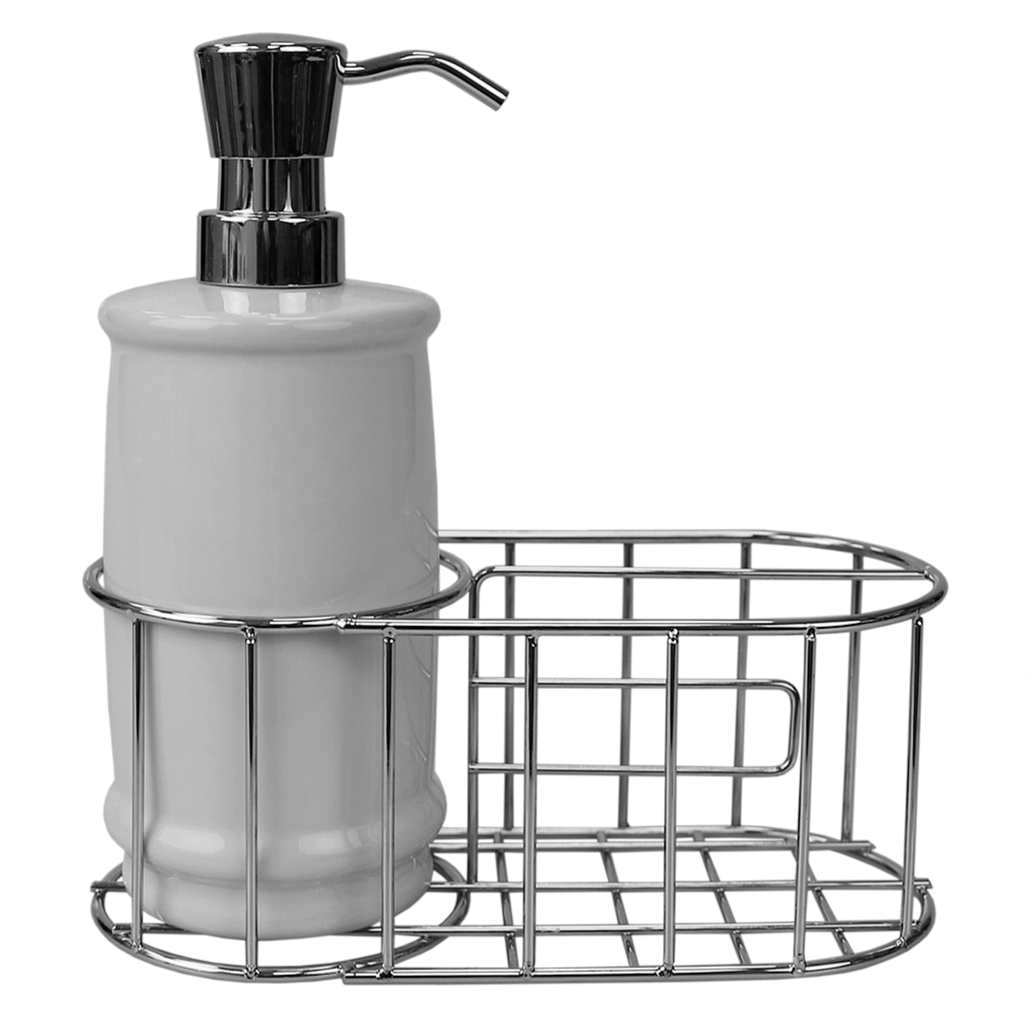 Home Basics 8 Oz Ceramic Soap Dispenser with Metal Caddy $8.00 EACH, CASE PACK OF 12