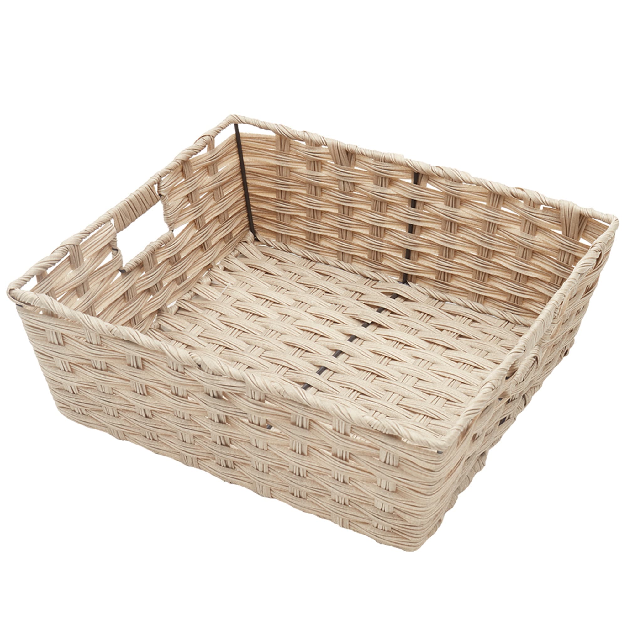 Home Basics Large Faux Rattan Basket with Cut-out Handles, Taupe $10.00 EACH, CASE PACK OF 6