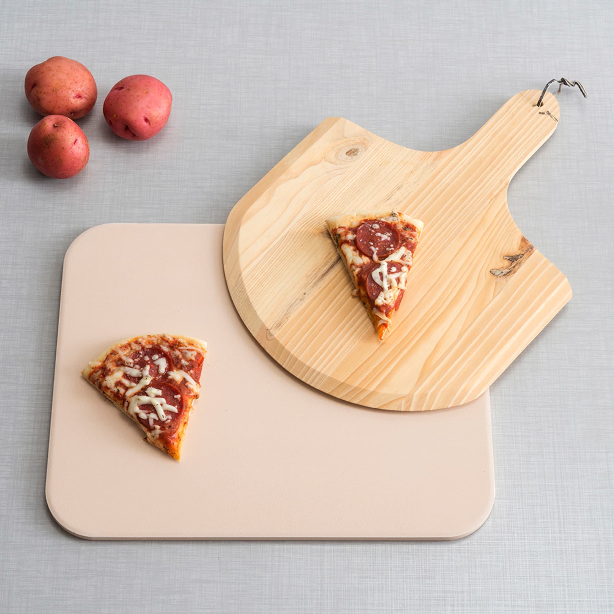 Home Basics Ceramic Pizza Stone with Wood Paddle, White $15.00 EACH, CASE PACK OF 6