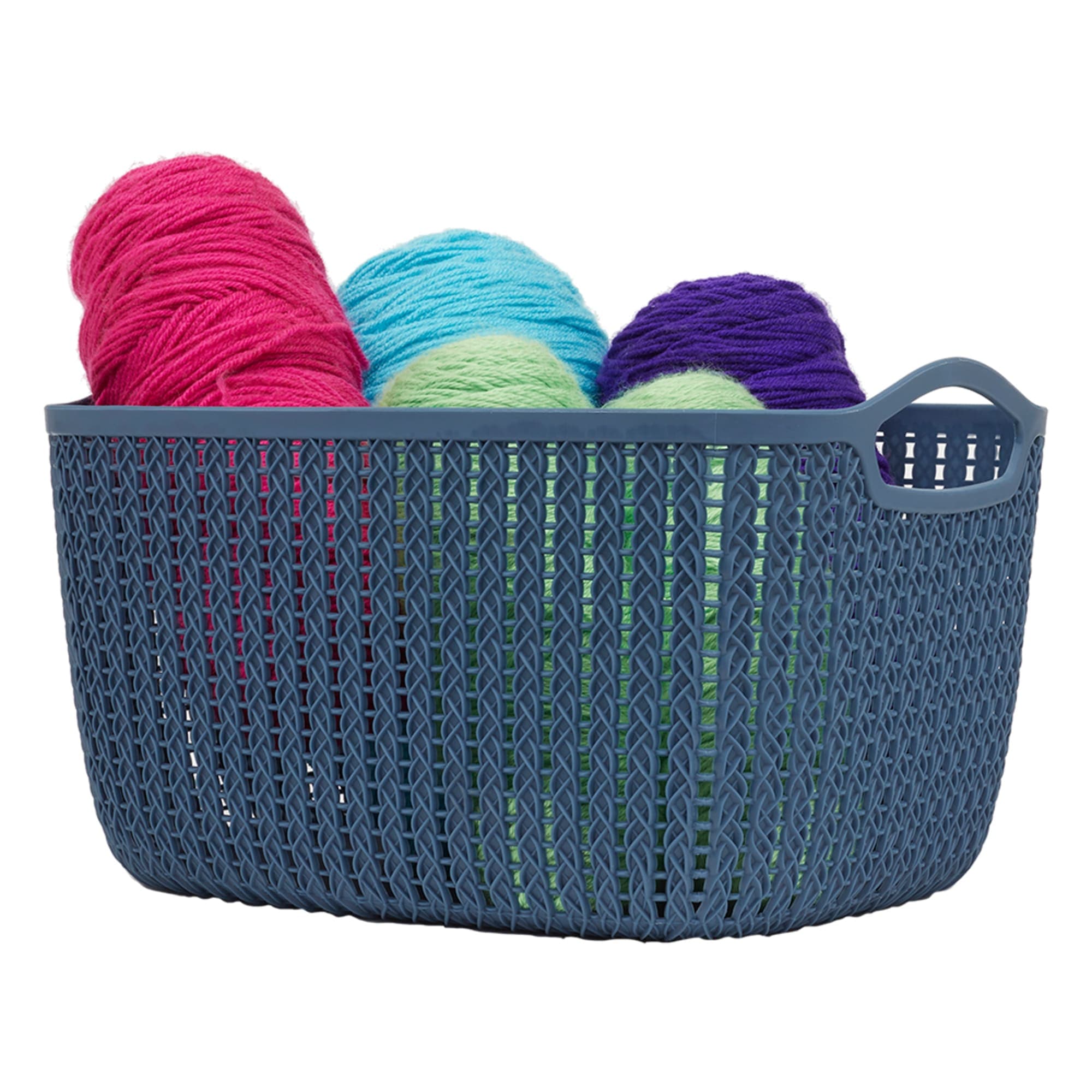 Home Basics 9L Crochet-Designed Plastic Basket, Blue $5.00 EACH, CASE PACK OF 12