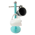 Load image into Gallery viewer, Home Basics Turquoise Collection  6 Cup Steel Mug Tree Holder Stand with Rounded Silver Ends $6.50 EACH, CASE PACK OF 6
