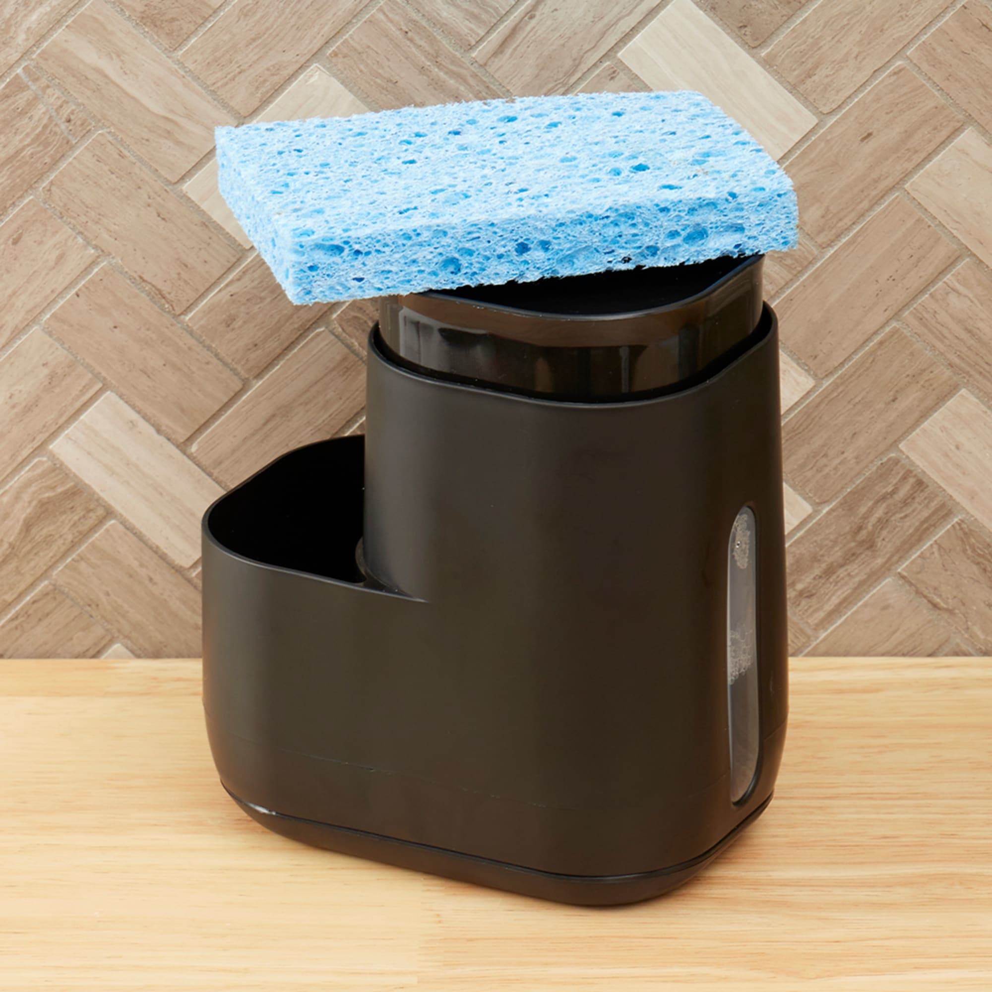 Home Basics Soap Dispenser with Side Sponge Compartment $4.00 EACH, CASE PACK OF 12