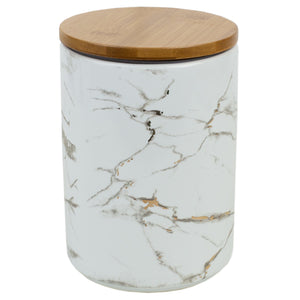 Home Basics Marble Ceramic Large Canister with Bamboo Lid, White $10.00 EACH, CASE PACK OF 12